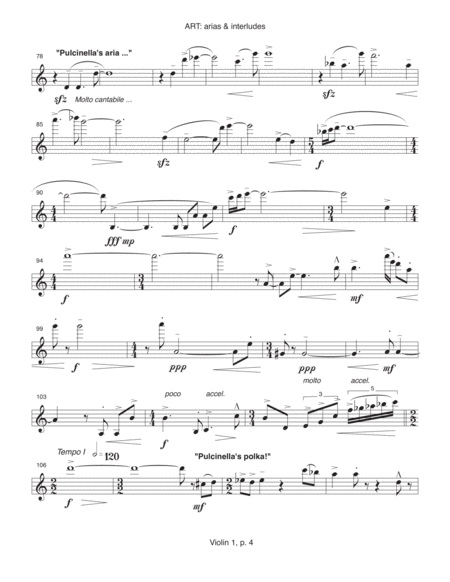 ART: arias & interludes ... Commedia dell'arte for String Quartet (1996, rev. 1997) violin 1 part
