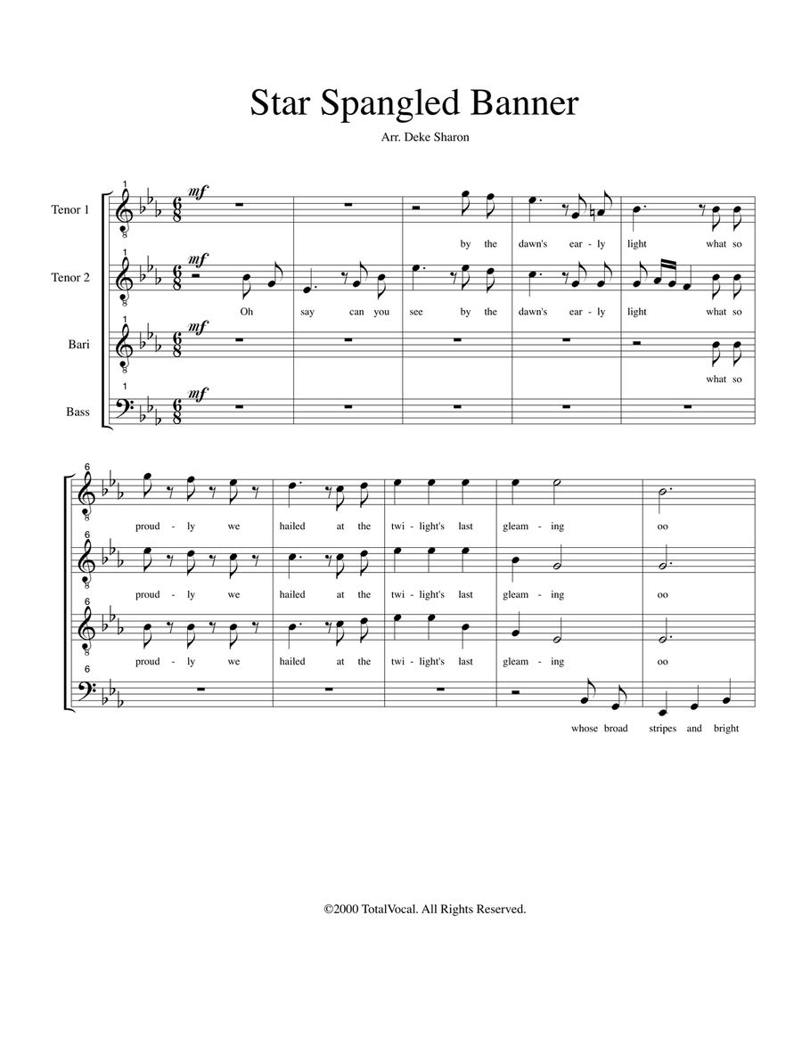 Star Spangled Banner TTBB scores gallery preview page 1