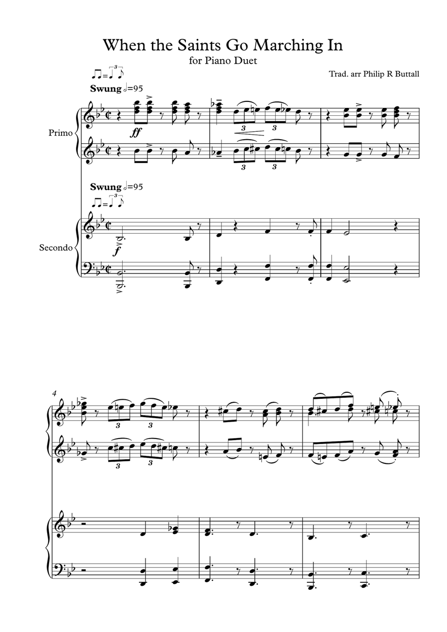 When the Saints Go Marching In (Piano Duet - Four Hands) Piano Duet scores gallery preview page 2