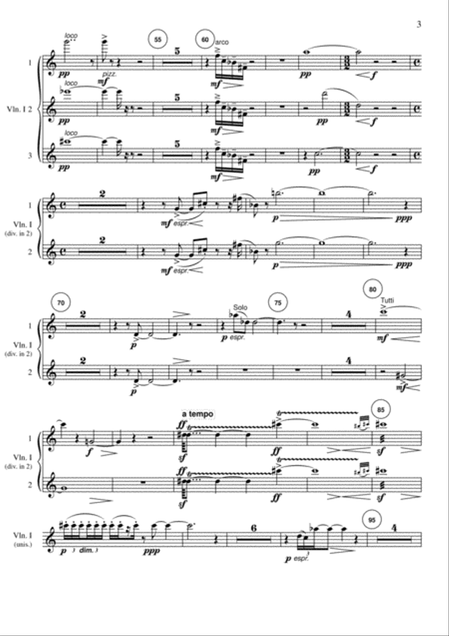 Stefano Maria Torchio: En Archè en o Logos - Violin 1 part Chamber Orchestra scores gallery preview page 3