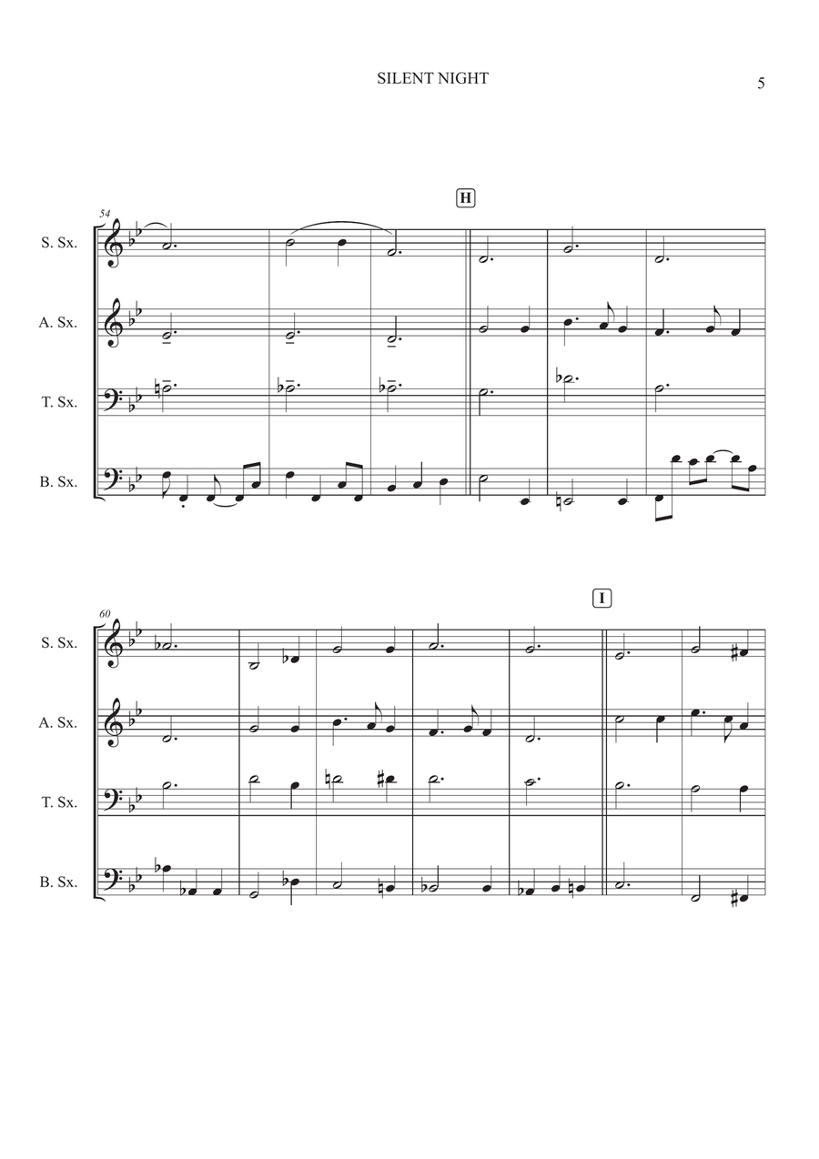 Silent Night for Sax Quartet SATB Saxophone Quartet scores gallery preview page 5