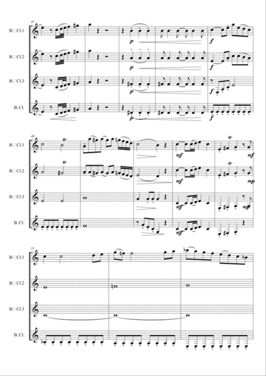 Divertimento Mtv. 1 in Bb for Clarinet Quartet Clarinet Quartet scores gallery preview page 4