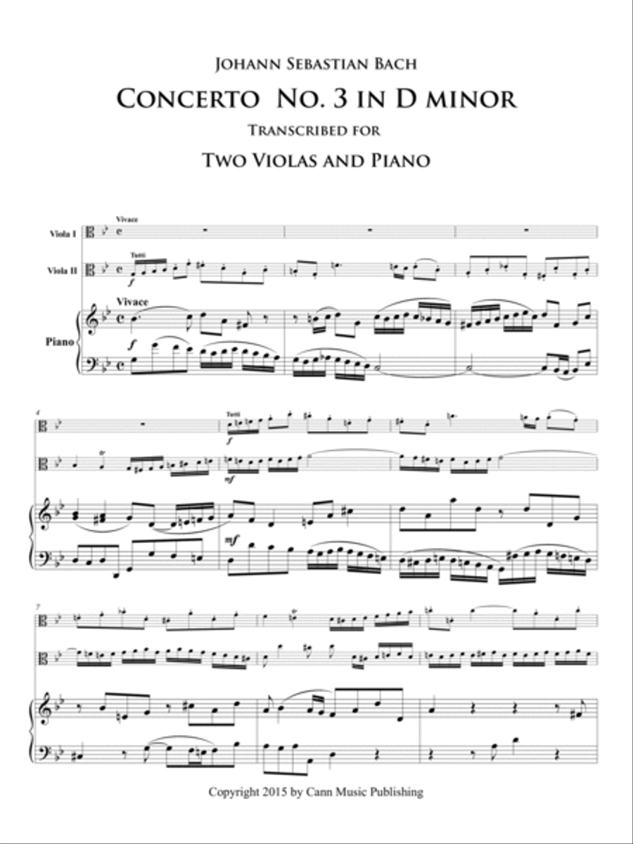 Johann Sebastian Bach: Concerto for two violins in D minor, transcribed for two violas. String Duet scores gallery preview page 2