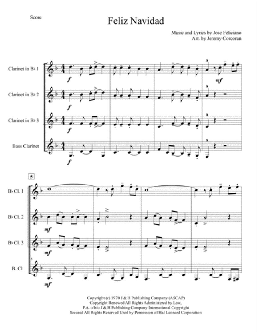 Feliz Navidad Feliz Navidad Woodwind Quartet scores gallery preview page 2