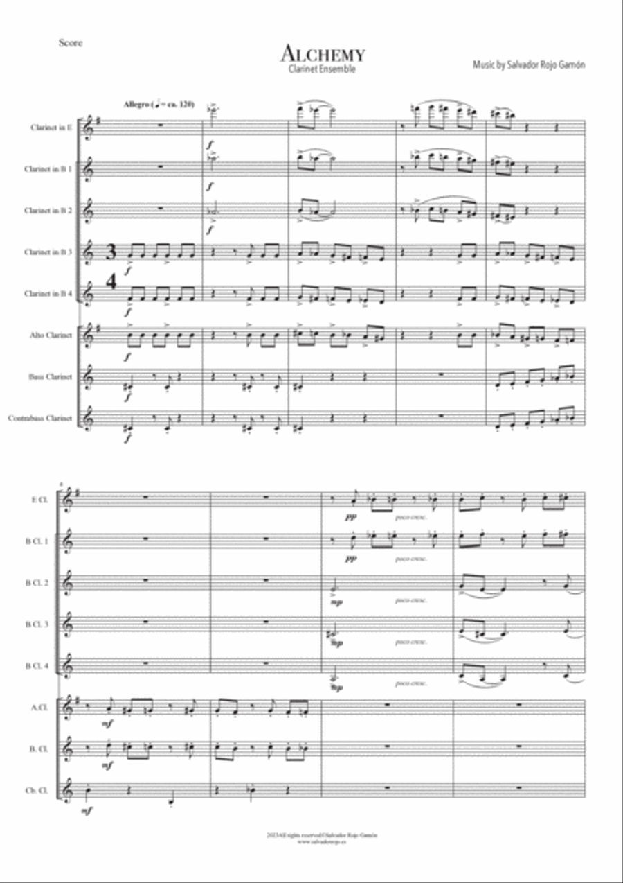 Alchemy for Clarinet Ensemble (Clarinet Choir) Clarinet Choir scores gallery preview page 2