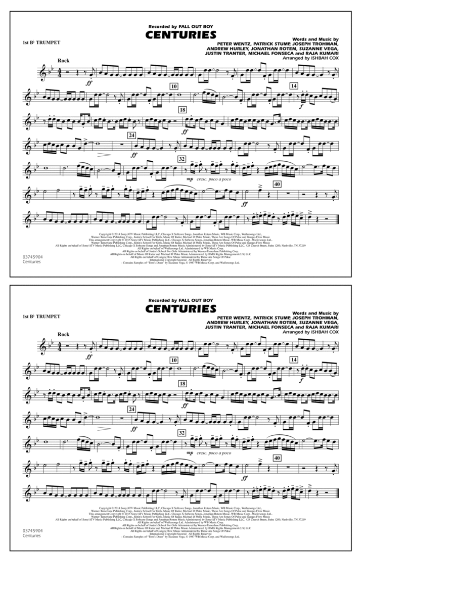 Centuries - 1st Bb Trumpet B-Flat Trumpet scores gallery preview page 1