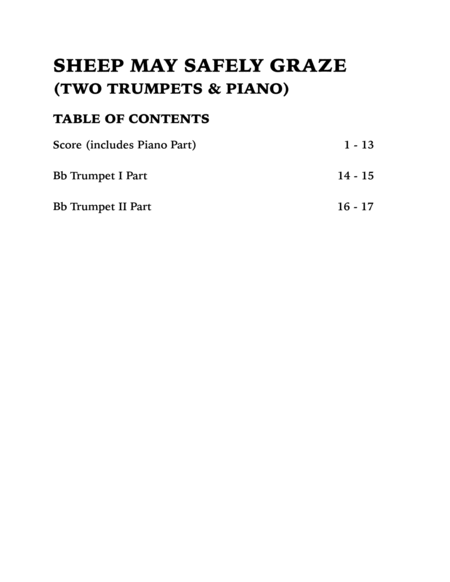 Sheep May Safely Graze (Bach): Trio for Two Trumpets and Piano image number null