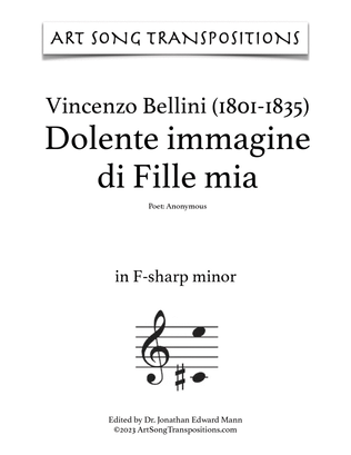 Book cover for BELLINI: Dolente immagine di Fille mia (transposed to F-sharp minor, F minor, and E minor)