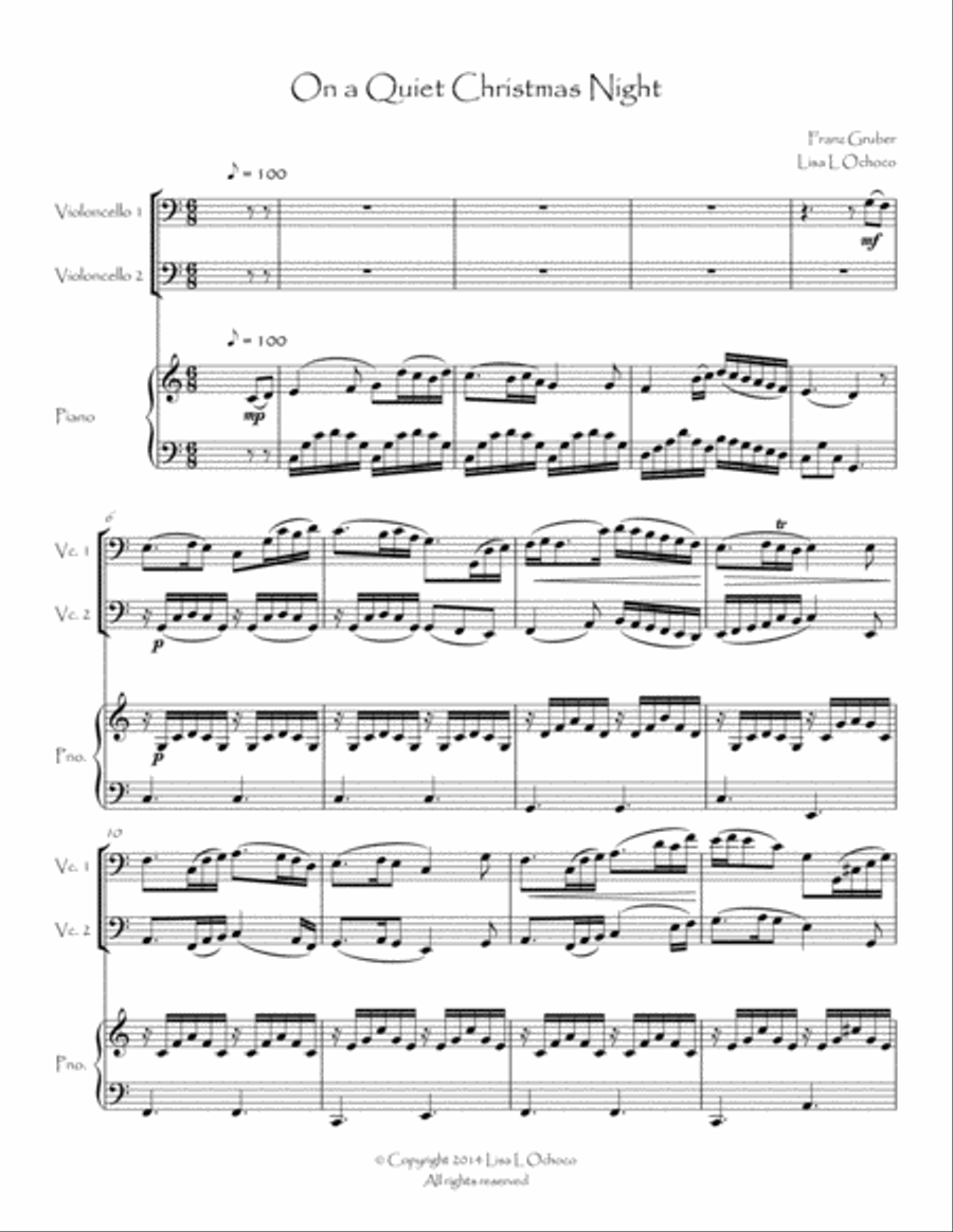 On a Quiet Christmas Night for Cello Duet and Piano String Duet scores gallery preview page 5