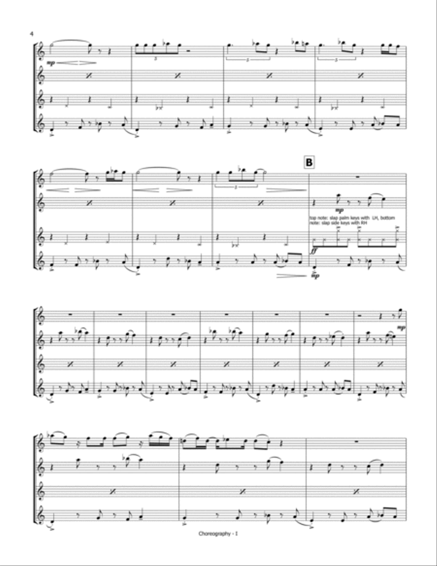Choreography for Saxophone Quartet Saxophone Quartet scores gallery preview page 4