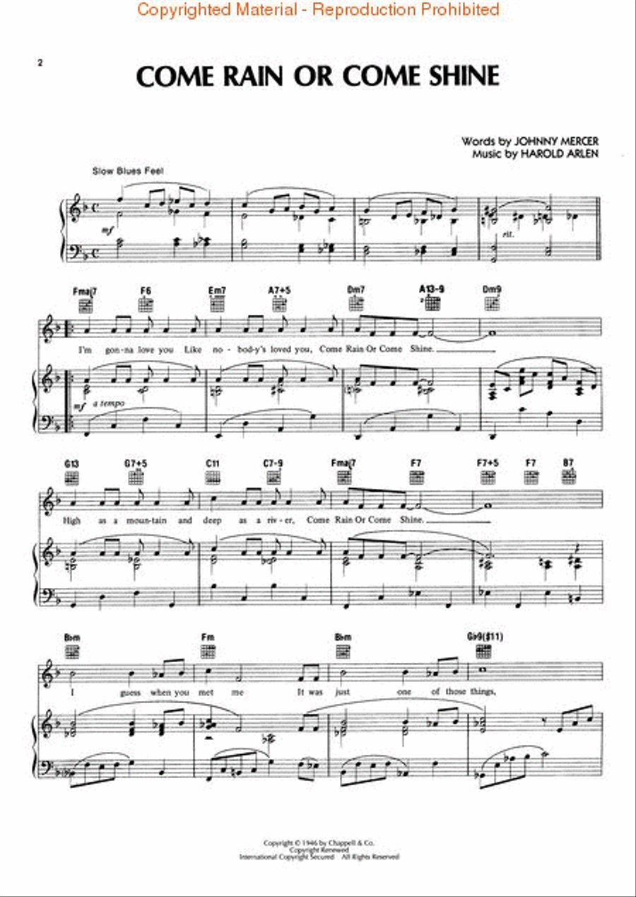 Come Rain or Come Shine Come Rain or Come Shine Piano, Vocal, Guitar scores gallery preview page 2