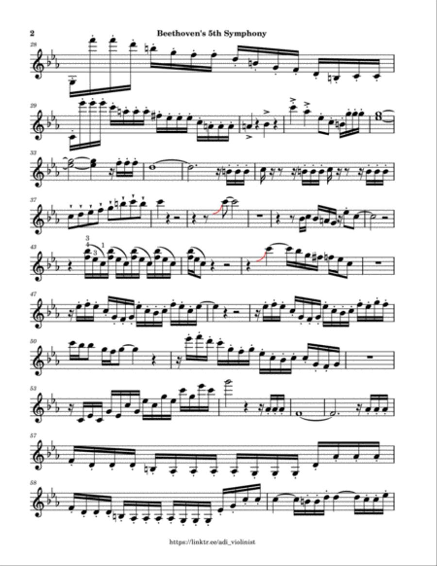 5th Symphony Violin Solo scores gallery preview page 2