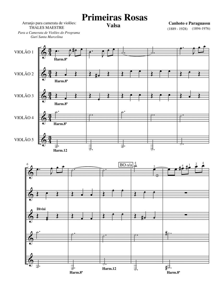 Primeiras Rosas (waltz) Guitar Ensemble scores gallery preview page 1