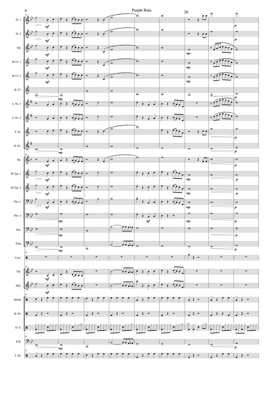 Purple Rain Concert Band scores gallery preview page 4