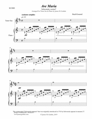 Bach-Gounod: Ave Maria, Schwencke version for Tenor Sax & Piano