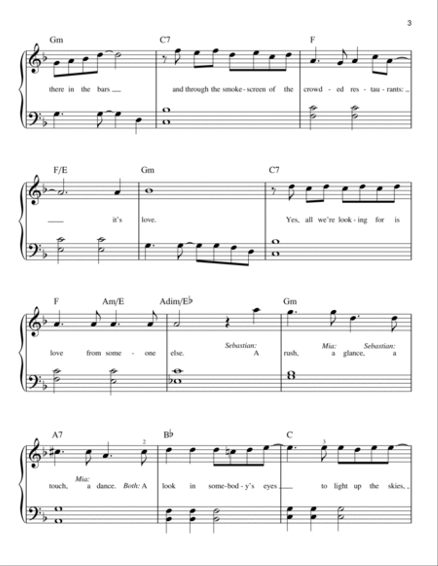 City Of Stars (from La La Land) Easy Piano scores gallery preview page 3
