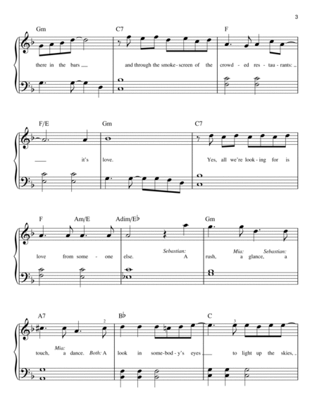Download Easy Piano sheet music to City Of Stars by Ryan Gosling