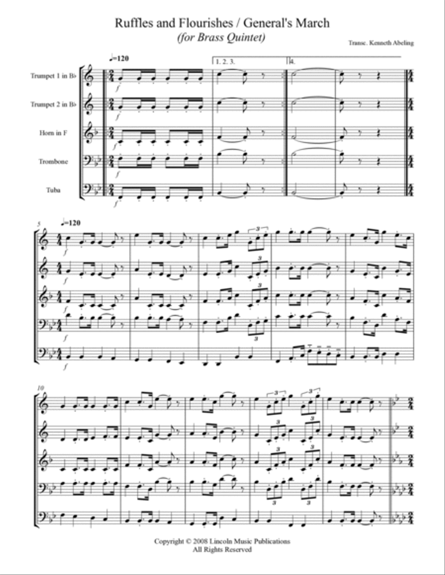 March - Generals & Flag March (for Brass Quintet) Brass Quintet scores gallery preview page 2