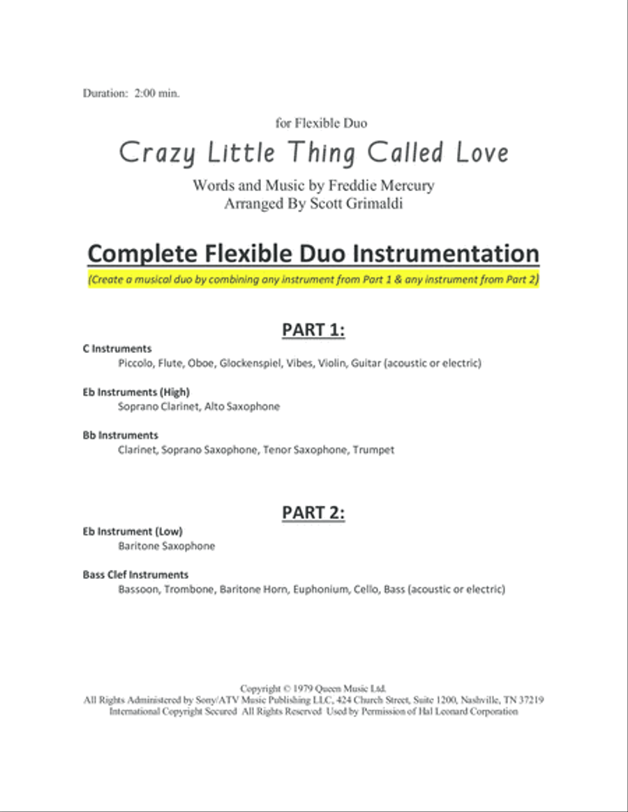 Crazy Little Thing Called Love Small Ensemble scores gallery preview page 2