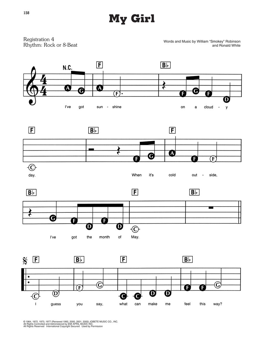 My Girl Electronic Keyboard scores gallery preview page 1