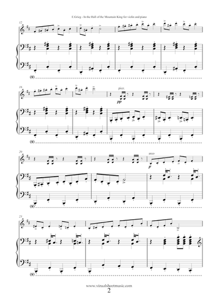In the Hall of the Mountain King by Edward Grieg, transcription for violin and piano