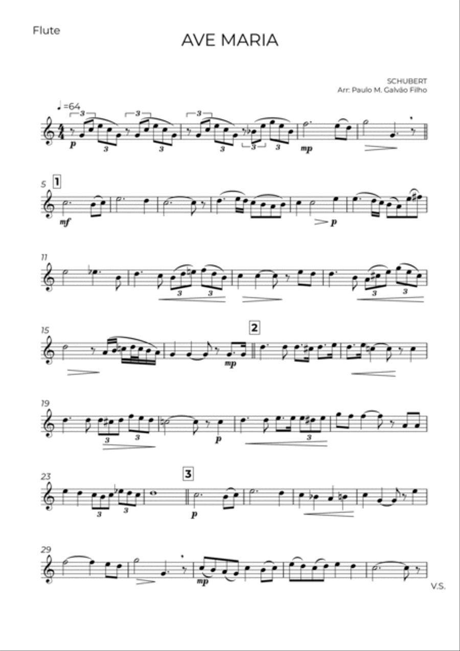 AVE MARIA - SCHUBERT - WIND TRIO (FLUTE, OBOE & CLARINET) Woodwind Trio scores gallery preview page 6