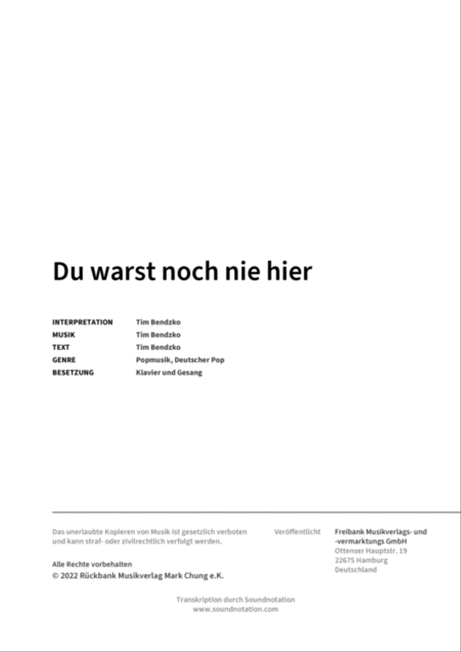 Du warst noch nie hier Voice Solo scores gallery preview page 2