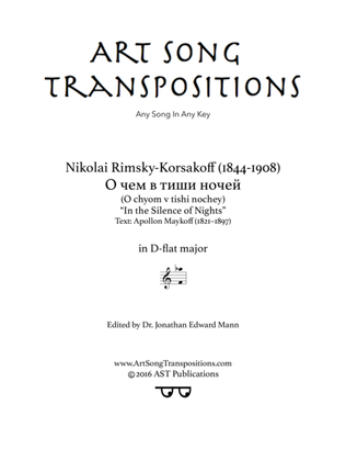 Book cover for RIMSKY-KORSAKOFF: In the silence of nights, Op. 40 no. 3 (transposed to D-flat major)