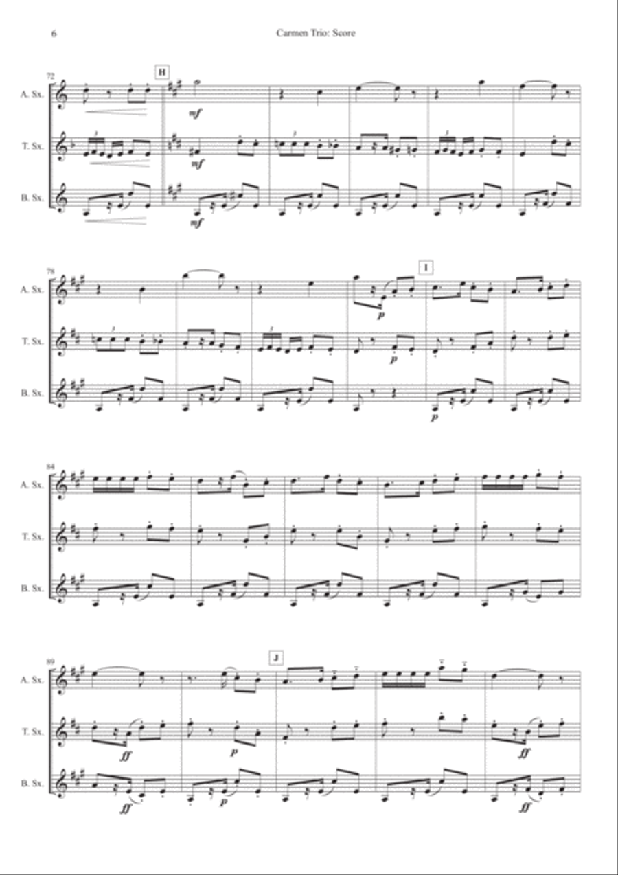 Carmen: 2 Pieces for Saxophone Trio Woodwind Trio scores gallery preview page 6