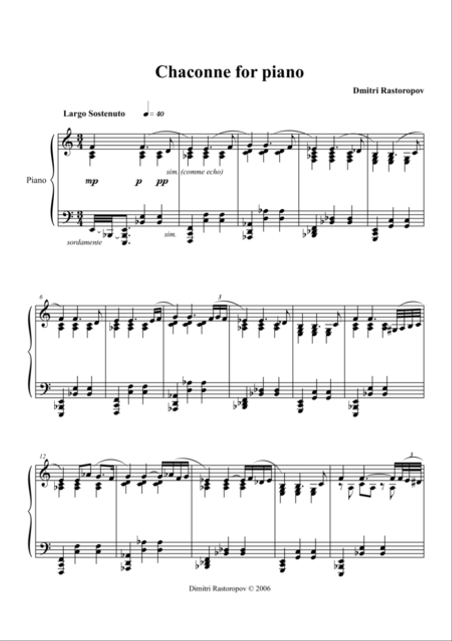 Chaconne Chaconne Piano Solo scores gallery preview page 1