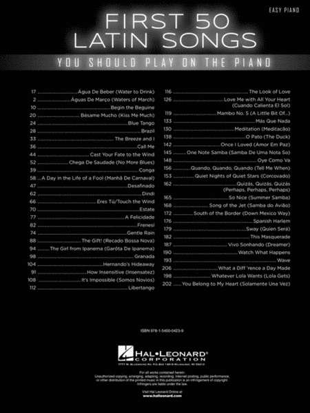 First 50 Latin Songs You Should Play on the Piano