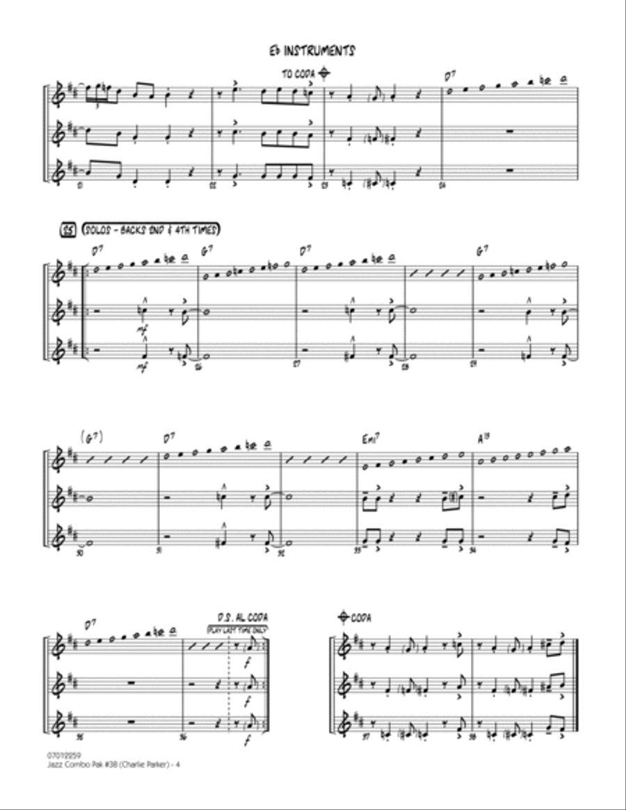 Jazz Combo Pak #38 (Charlie Parker) - Eb Instruments Jazz Ensemble scores gallery preview page 4