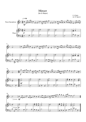 Minuet (In G Major), Johann Sebastian Bach, For Tenor Saxophone & Piano