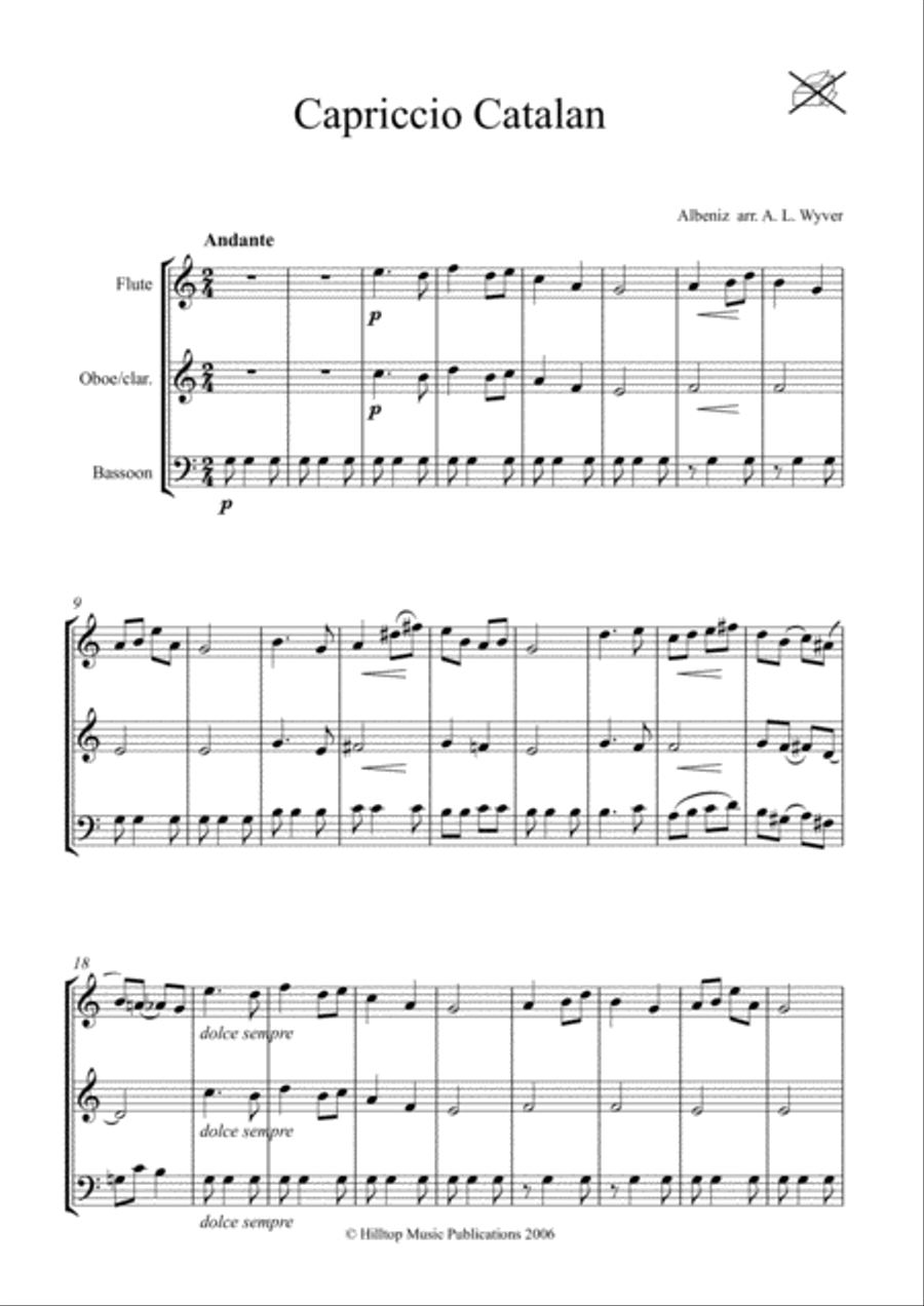 Capriccio Catalan arr. flute, oboe/clarinet and bassoon Woodwind Trio scores gallery preview page 2