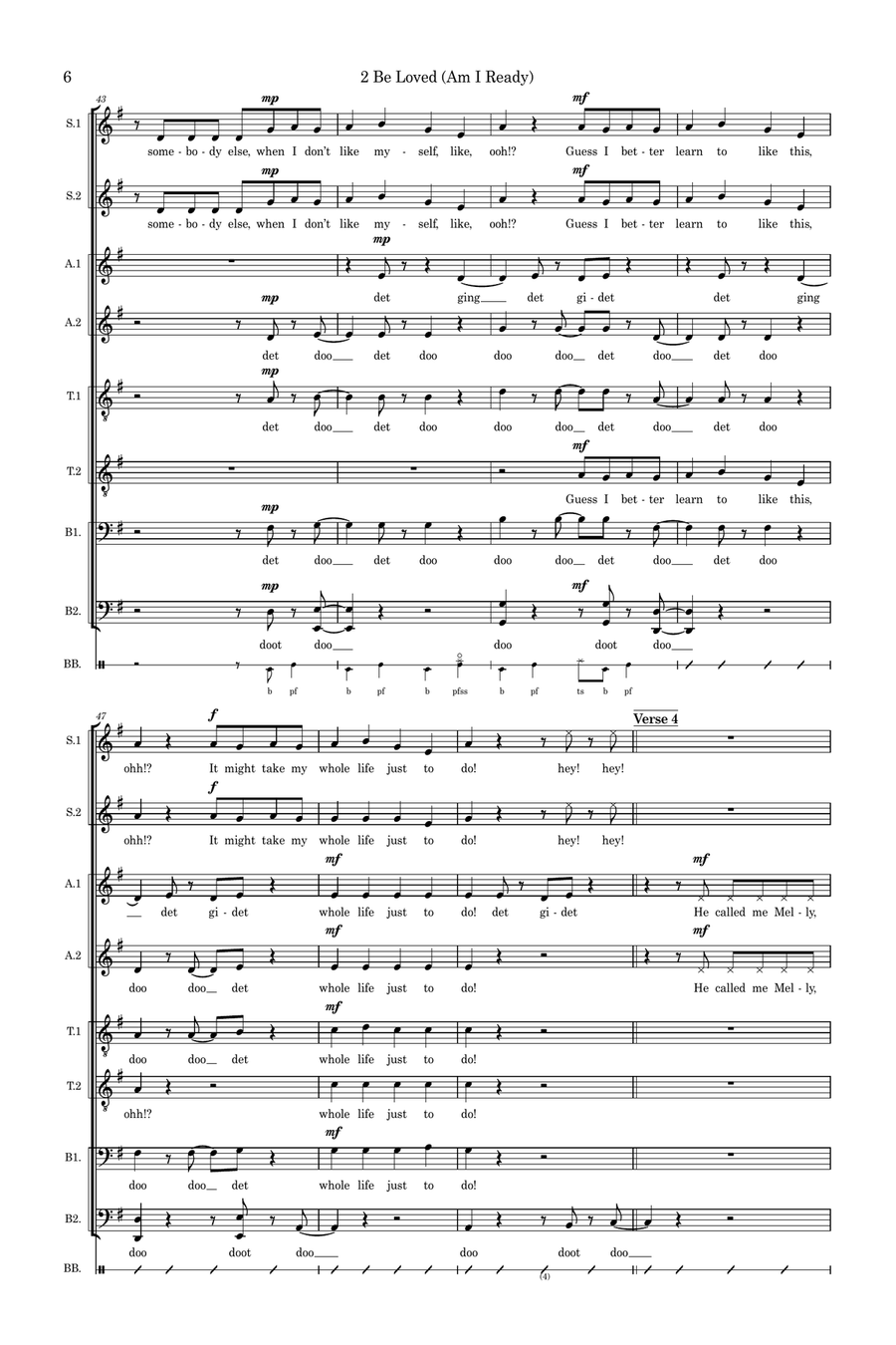 2 Be Loved (Am I Ready) Divisi scores gallery preview page 6