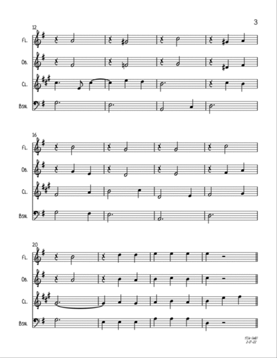 The Christmas Waltz Woodwind Quartet scores gallery preview page 3