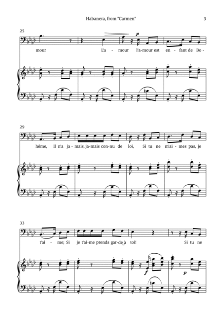 Habanera (for bass - G# minor/ Ab major) Chamber Music scores gallery preview page 3