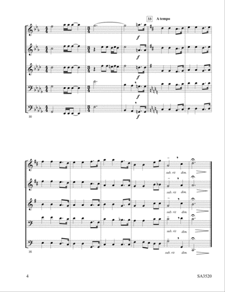Praise The Savior, Ye Who Know Him Brass Quintet scores gallery preview page 4