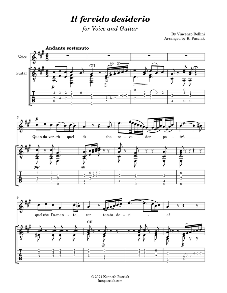 Il fervido desiderio (for Voice and Guitar) Acoustic Guitar scores gallery preview page 3