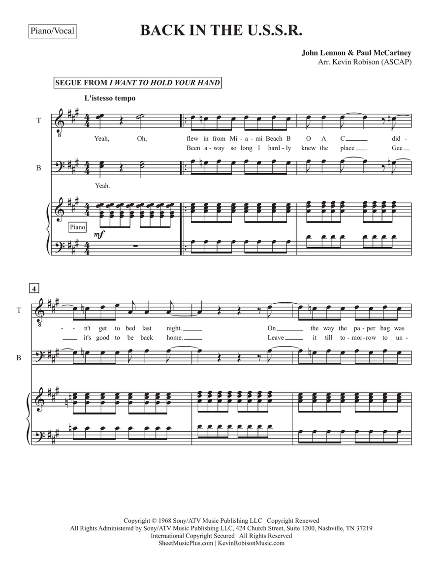 Back In The U.s.s.r. TTBB scores gallery preview page 1