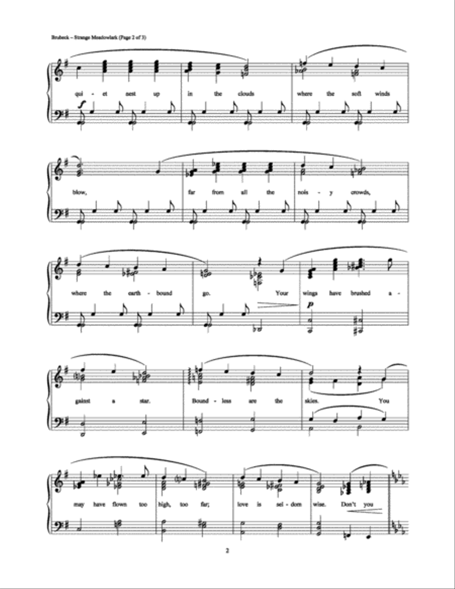 Strange Meadowlark Piano, Vocal, Guitar scores gallery preview page 2