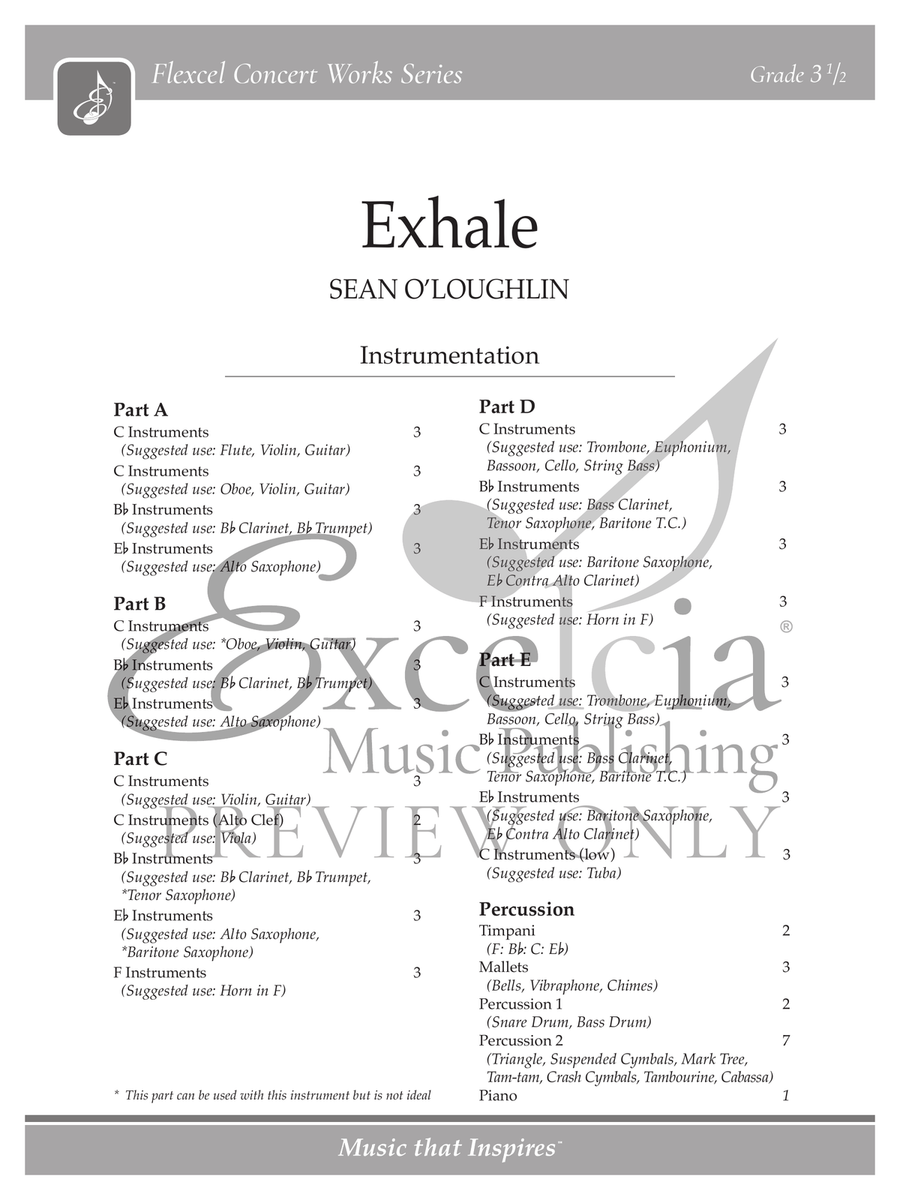 Exhale (Score) Exhale (Score) Concert Band scores gallery preview page 2