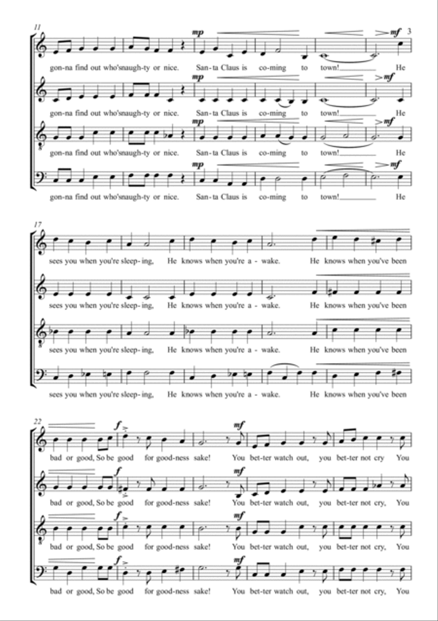 Santa Claus Is Comin' To Town 4-Part scores gallery preview page 3