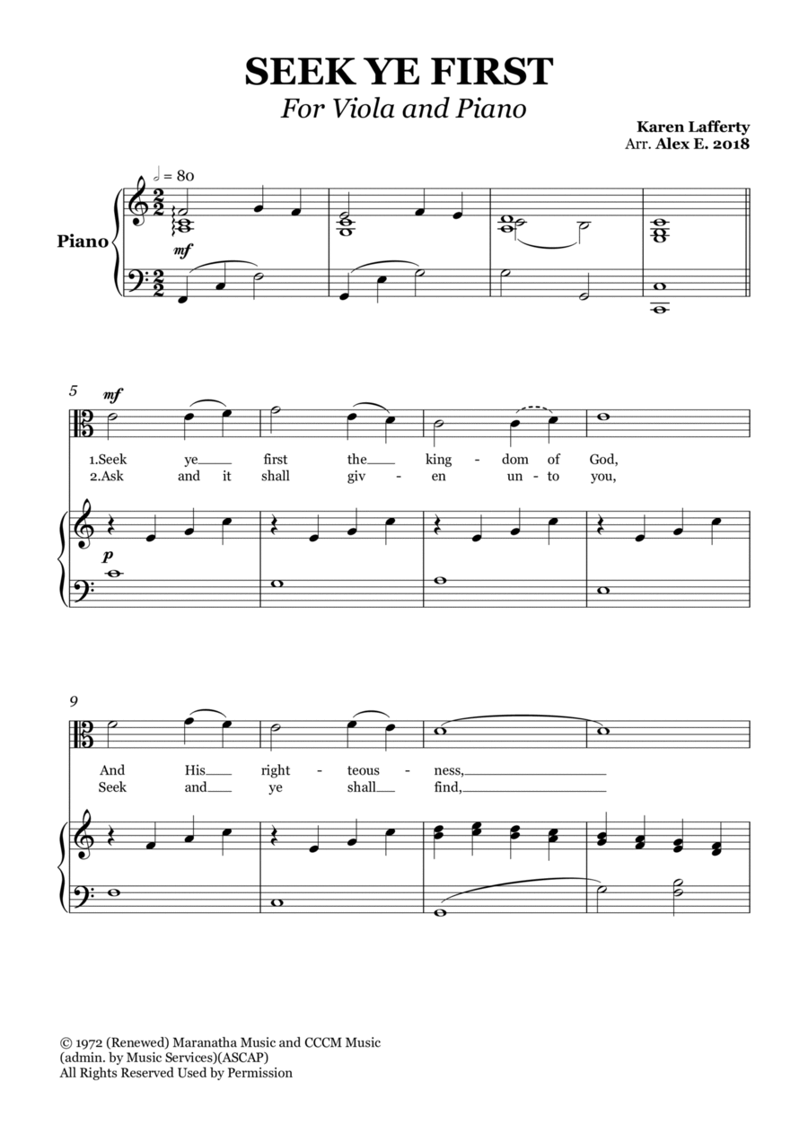 Seek Ye First Chamber Music scores gallery preview page 1