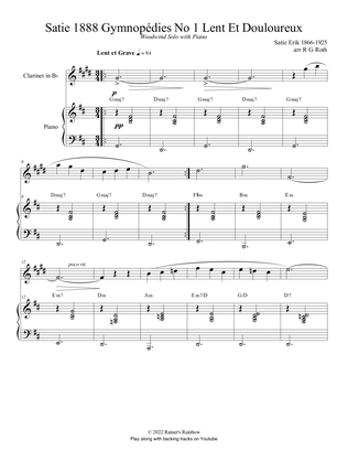 Satie 1888 Gymnopédies No 1 Lent Clarinet Solo