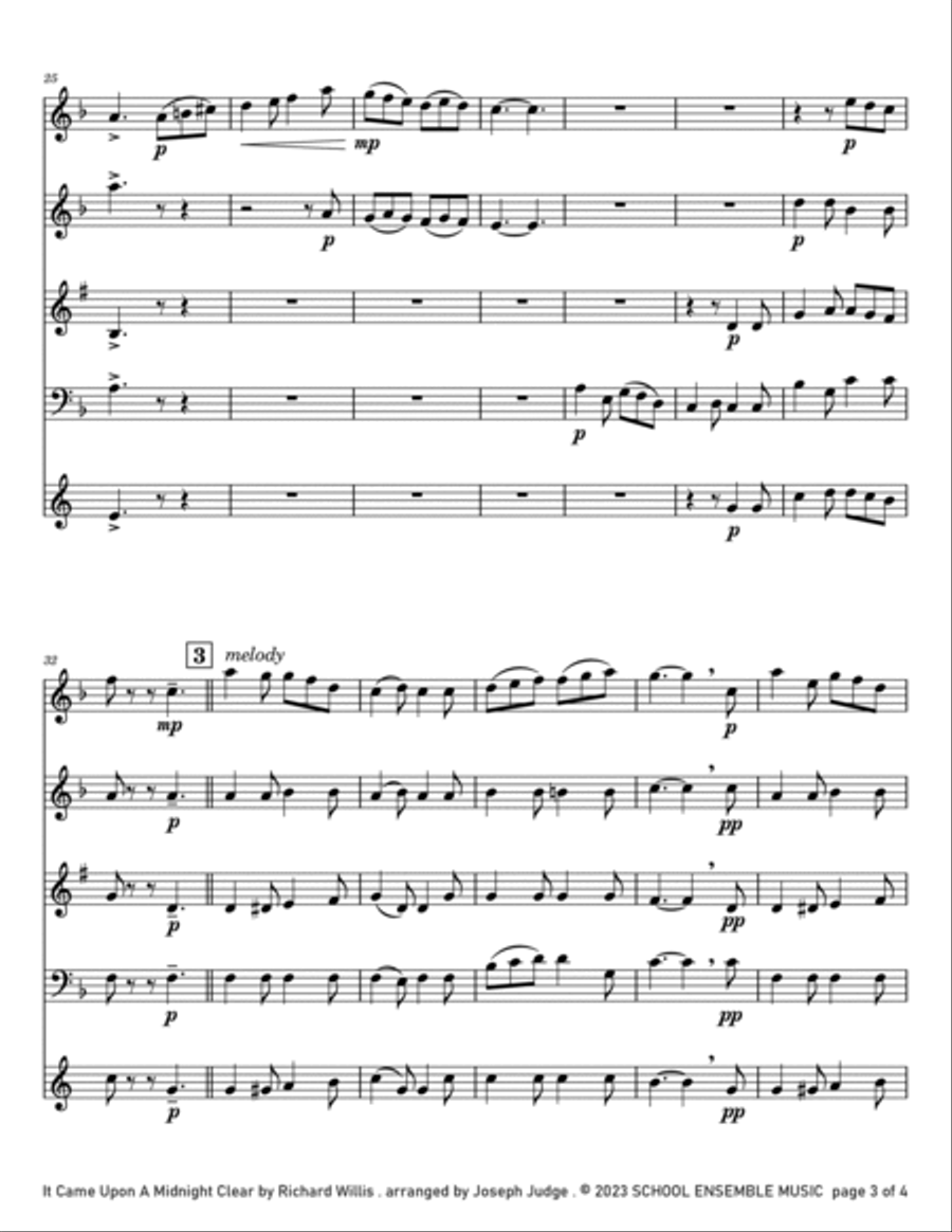 It Came Upon A Midnight Clear for Woodwind Quartet in Schools Woodwind Quartet scores gallery preview page 3