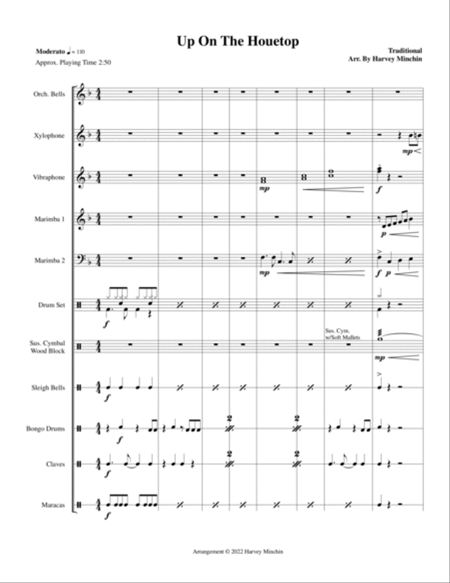 Up On The Housetop for Percussion Ensemble Percussion Ensemble scores gallery preview page 2