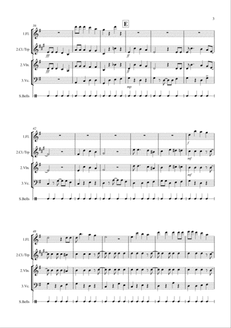 JIngle Bells (Jazzy Style!) for Mixed Trio Large Ensemble scores gallery preview page 3