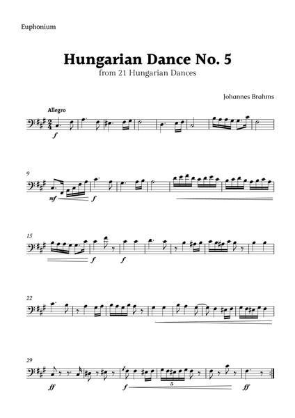 Hungarian Dance No. 5 by Brahms for Euphonium Solo image number null