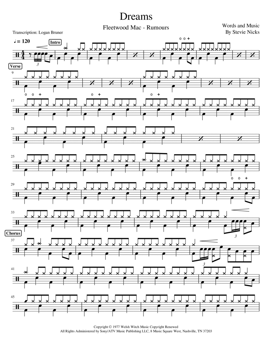 Dreams Drum Set scores gallery preview page 1